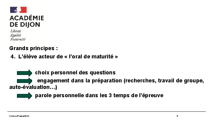 Grands principes : 4. L’élève acteur de « l’oral de maturité » choix personnel
