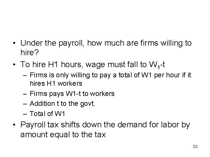  • Under the payroll, how much are firms willing to hire? • To