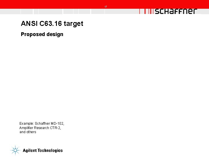 17 safety for electronic systems ANSI C 63. 16 target Proposed design Example: Schaffner