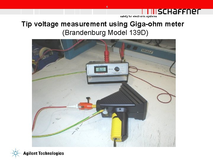5 safety for electronic systems Tip voltage measurement using Giga-ohm meter (Brandenburg Model 139