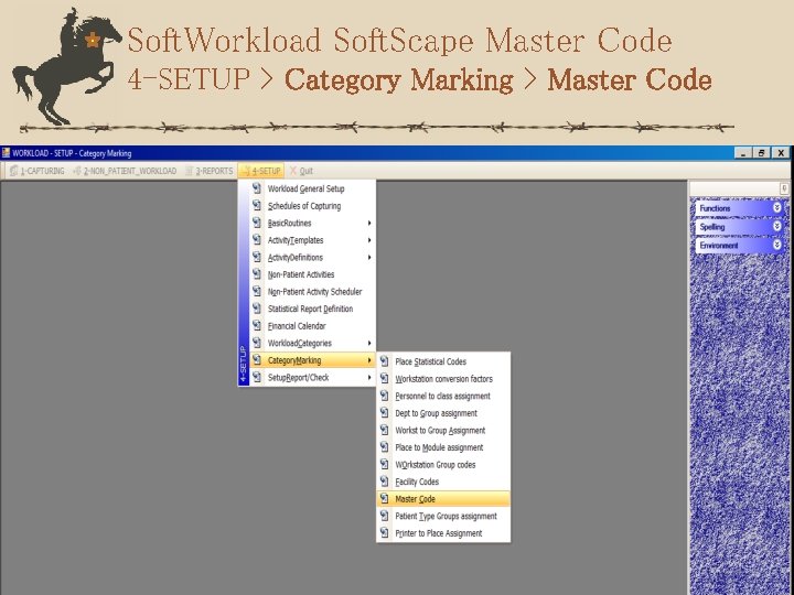 Soft. Workload Soft. Scape Master Code 4 -SETUP > Category Marking > Master Code