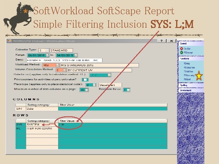 Soft. Workload Soft. Scape Report Simple Filtering Inclusion SYS: L; M 