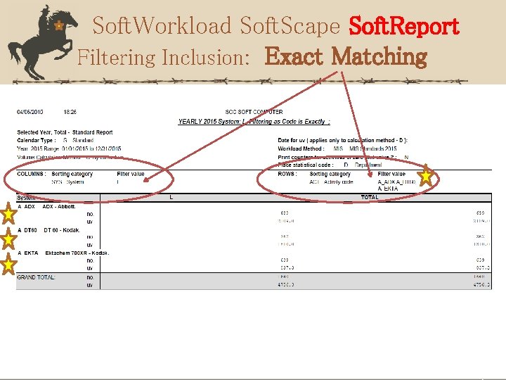 Soft. Workload Soft. Scape Soft. Report Filtering Inclusion: Exact Matching 
