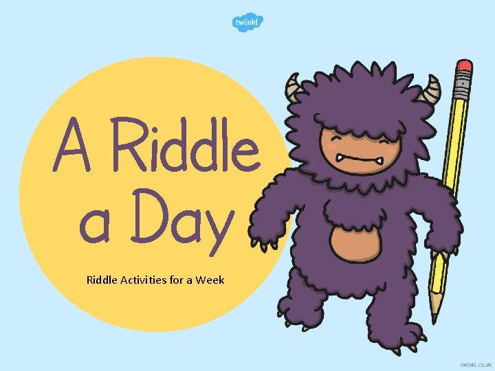 A Riddle a Day Riddle Activities for a Week 