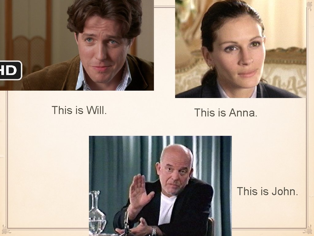 This is Will. This is Anna. This is John. This is Will. This is Anna. This is John.