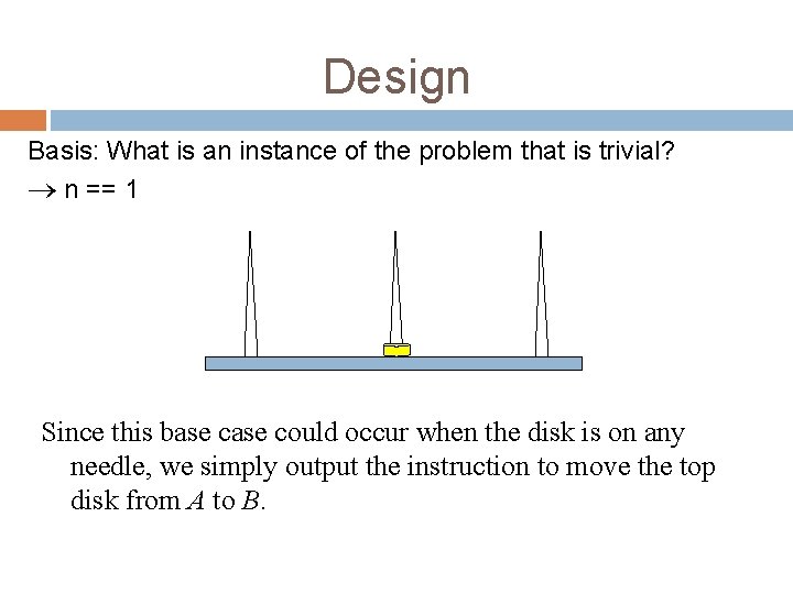 Design Basis: What is an instance of the problem that is trivial? n ==