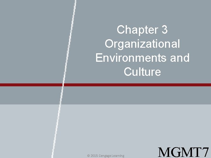 Chapter 3 Organizational Environments and Culture © 2015 Cengage Learning MGMT 7 