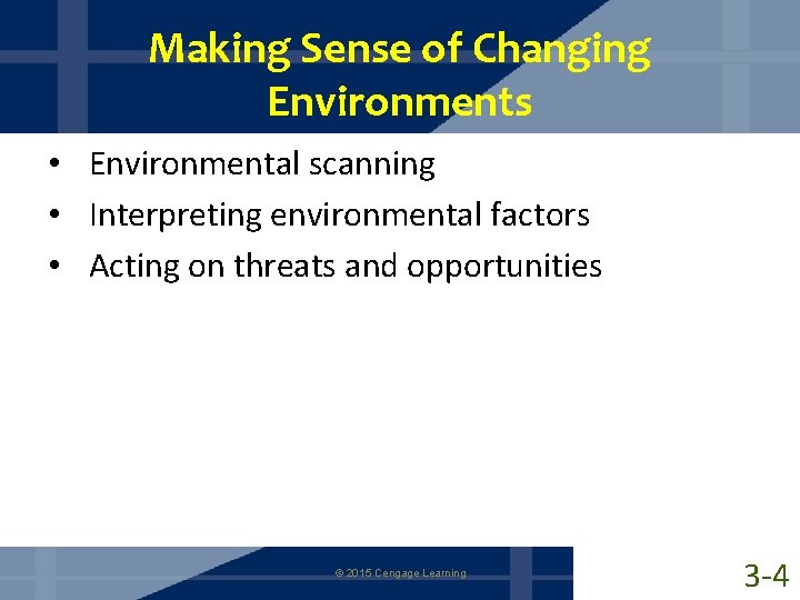 Making Sense of Changing Environments • Environmental scanning • Interpreting environmental factors • Acting