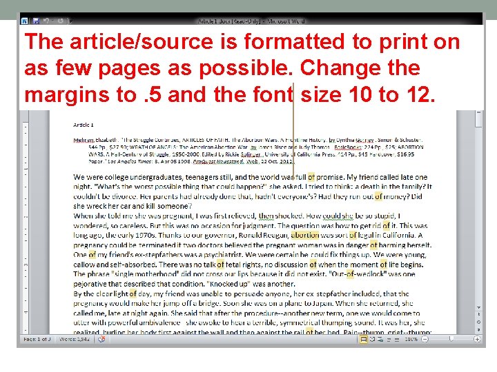 The article/source is formatted to print on as few pages as possible. Change the The article/source is formatted to print on as few pages as possible. Change the