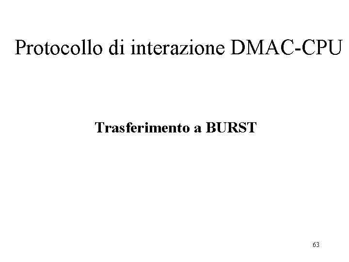 Protocollo di interazione DMAC-CPU Trasferimento a BURST 63 Protocollo di interazione DMAC-CPU Trasferimento a BURST 63