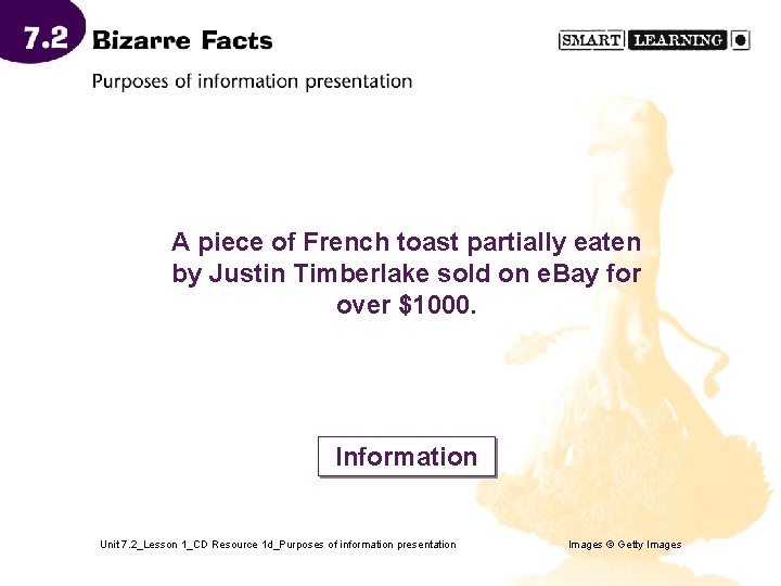 A piece of French toast partially eaten by Justin Timberlake sold on e. Bay