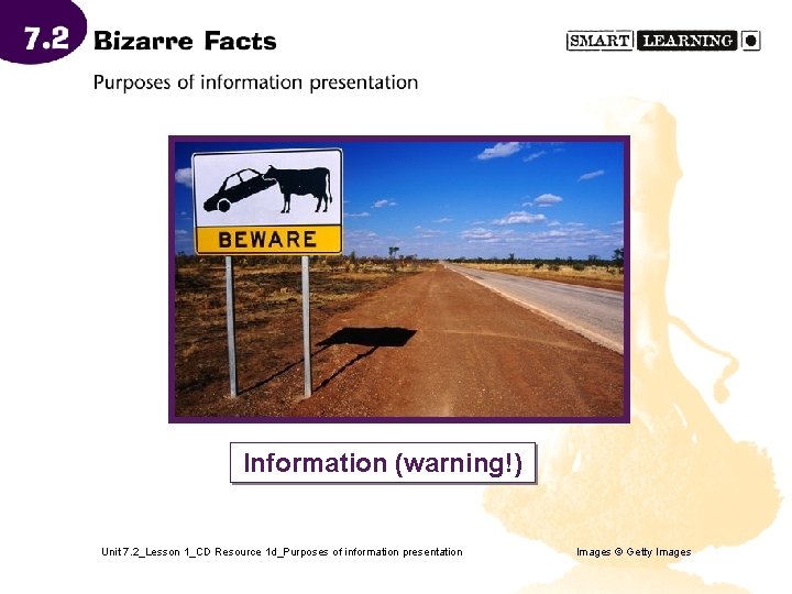 Information (warning!) Unit 7. 2_Lesson 1_CD Resource 1 d_Purposes of information presentation Images ©