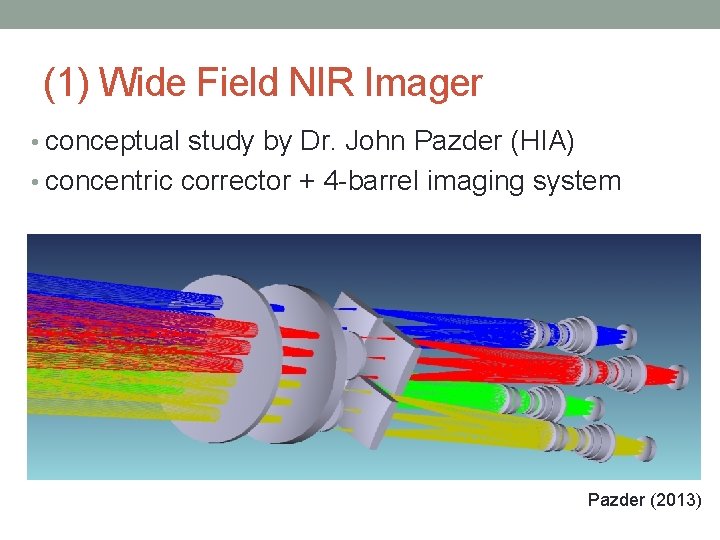 (1) Wide Field NIR Imager • conceptual study by Dr. John Pazder (HIA) •