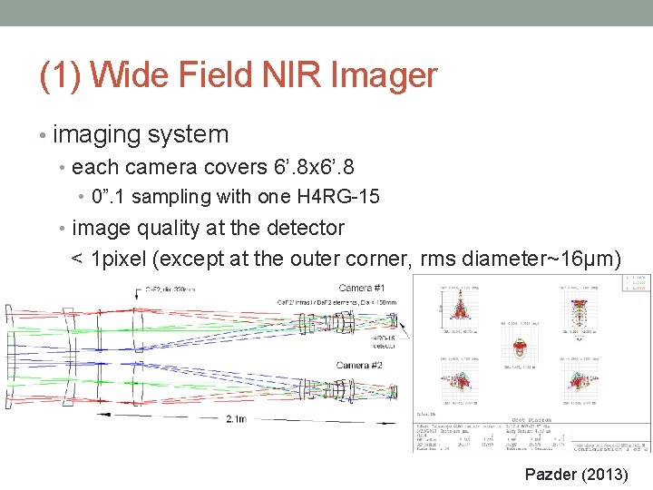 (1) Wide Field NIR Imager • imaging system • each camera covers 6’. 8