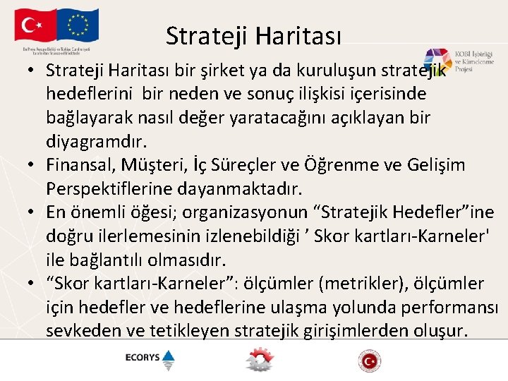 Strateji Haritası • Strateji Haritası bir şirket ya da kuruluşun stratejik hedeflerini bir neden