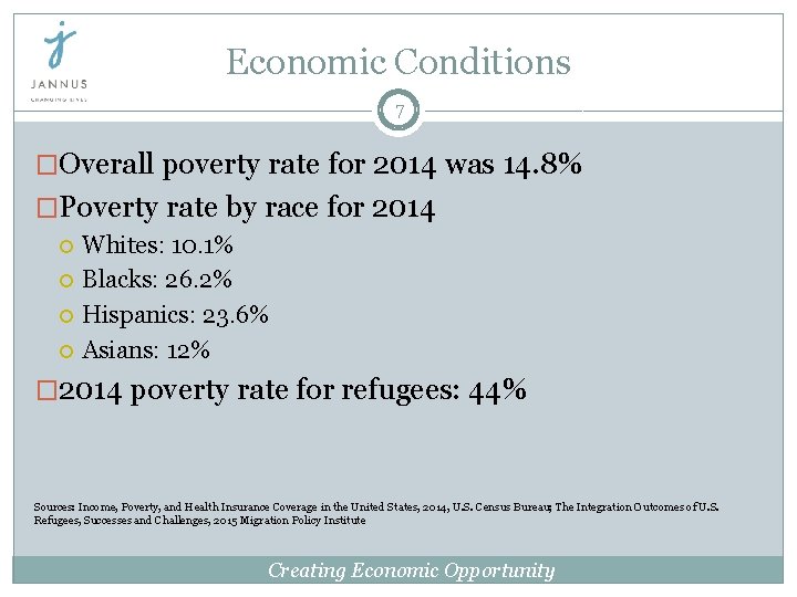 Economic Conditions 7 �Overall poverty rate for 2014 was 14. 8% �Poverty rate by Economic Conditions 7 �Overall poverty rate for 2014 was 14. 8% �Poverty rate by
