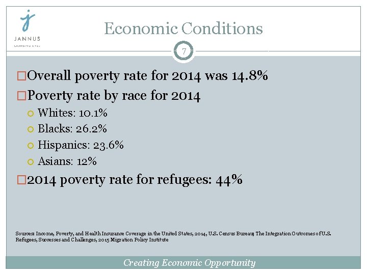 Economic Conditions 7 �Overall poverty rate for 2014 was 14. 8% �Poverty rate by