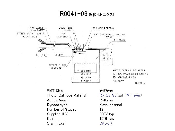 R 6041 -06(浜松ホトニクス) PMT Size Photo-Cathode Material Active Area Dynode type Number of Stages