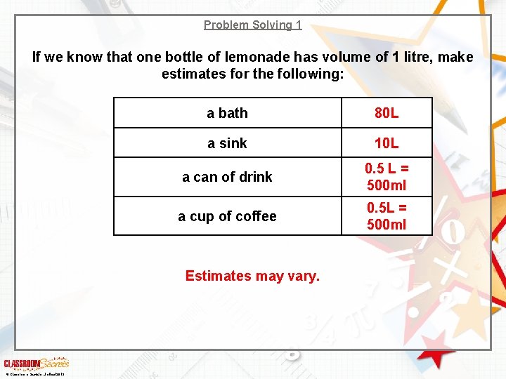 Problem Solving 1 If we know that one bottle of lemonade has volume of