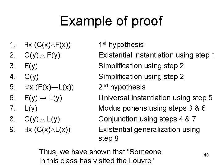 Example of proof 1. 2. 3. 4. 5. 6. 7. 8. 9. x (C(x)
