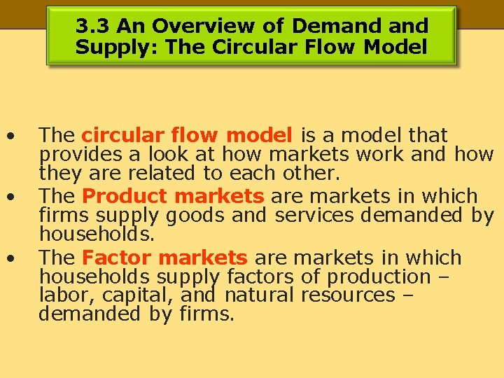 3. 3 An Overview of Demand Supply: The Circular Flow Model • • •