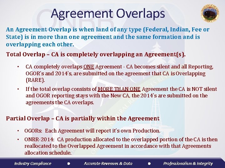 Agreement Overlaps An Agreement Overlap is when land of any type (Federal, Indian, Fee