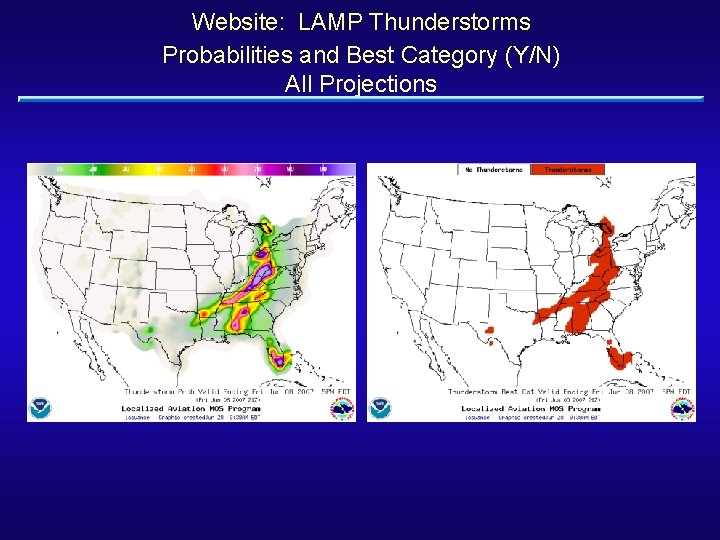 Website: LAMP Thunderstorms Probabilities and Best Category (Y/N) All Projections 