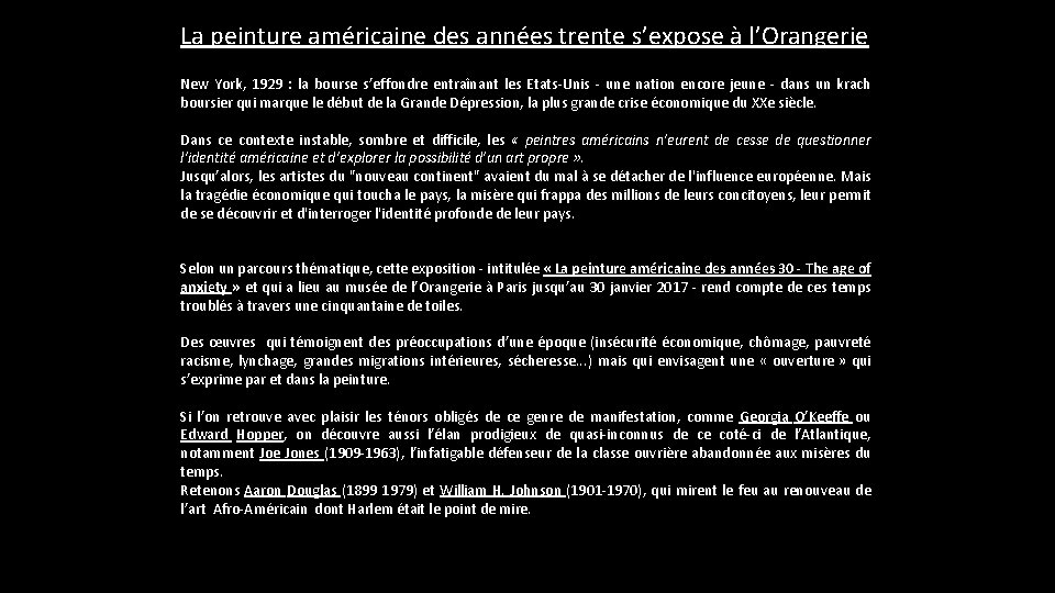 La peinture américaine des années trente s’expose à l’Orangerie New York, 1929 : la