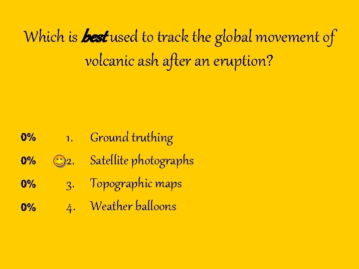 Which is best used to track the global movement of volcanic ash after an