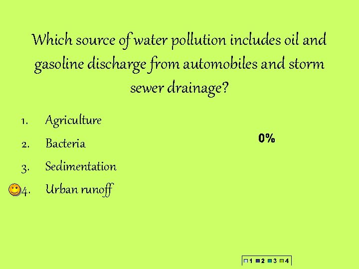 Which source of water pollution includes oil and gasoline discharge from automobiles and storm