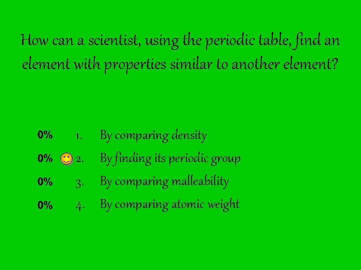 How can a scientist, using the periodic table, find an element with properties similar
