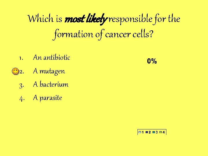 Which is most likely responsible for the formation of cancer cells? 1. 2. 3.
