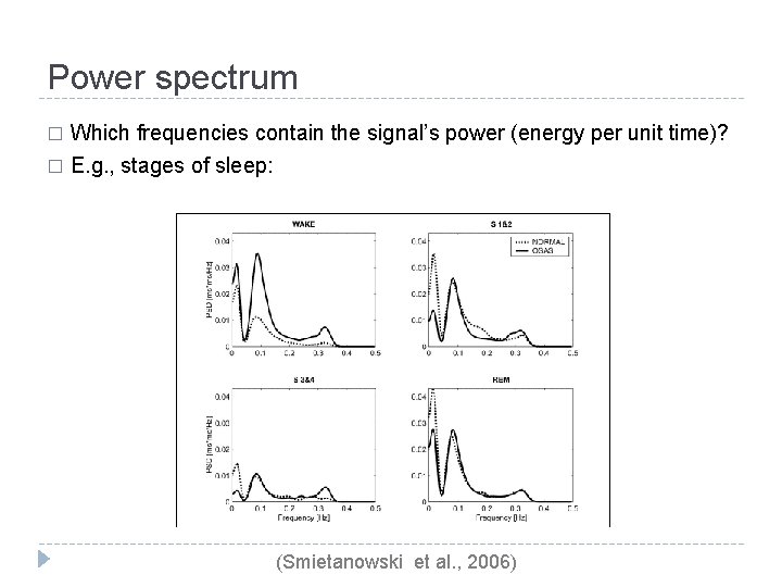 Power spectrum Which frequencies contain the signal’s power (energy per unit time)? � E.