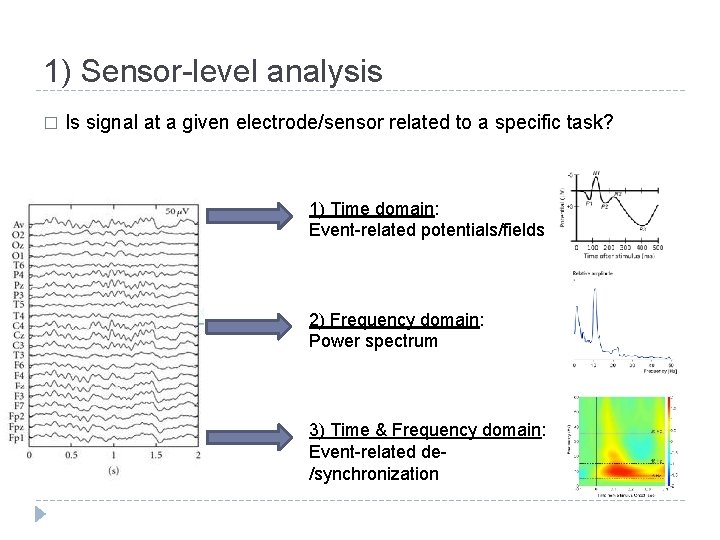 1) Sensor-level analysis � Is signal at a given electrode/sensor related to a specific