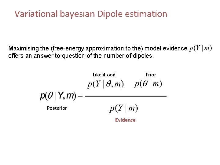 Variational bayesian Dipole estimation Maximising the (free-energy approximation to the) model evidence offers an