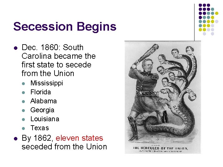 Abraham Lincoln and the secession of the Southern