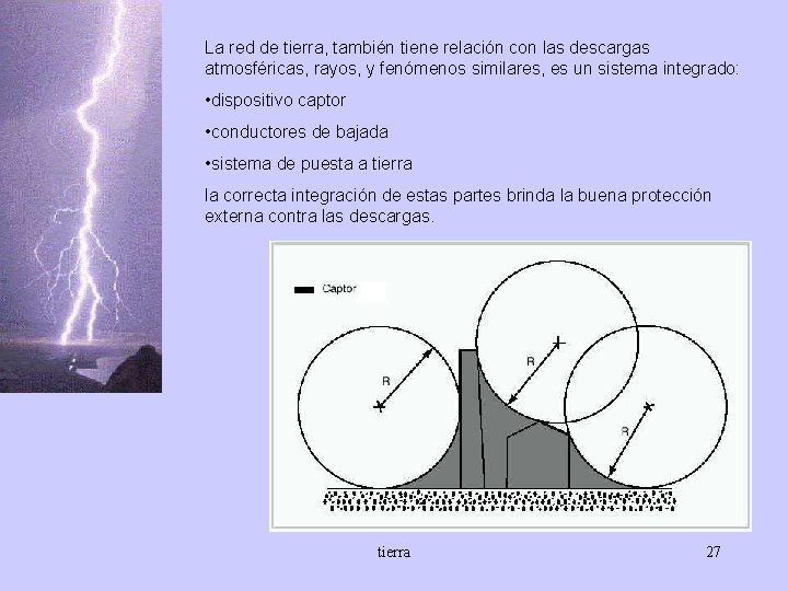 La red de tierra, también tiene relación con las descargas atmosféricas, rayos, y fenómenos