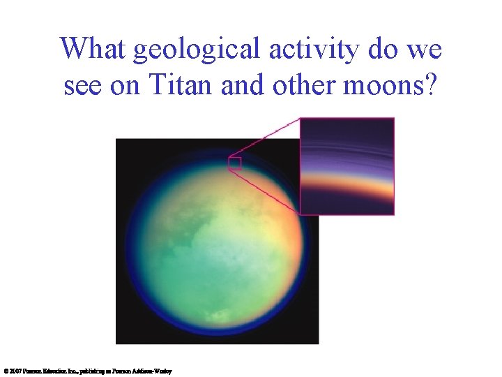 What geological activity do we see on Titan and other moons? 