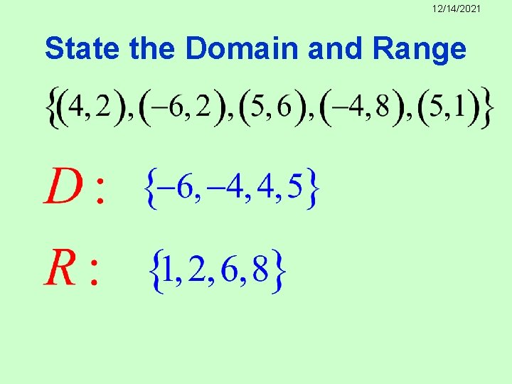 12/14/2021 State the Domain and Range 