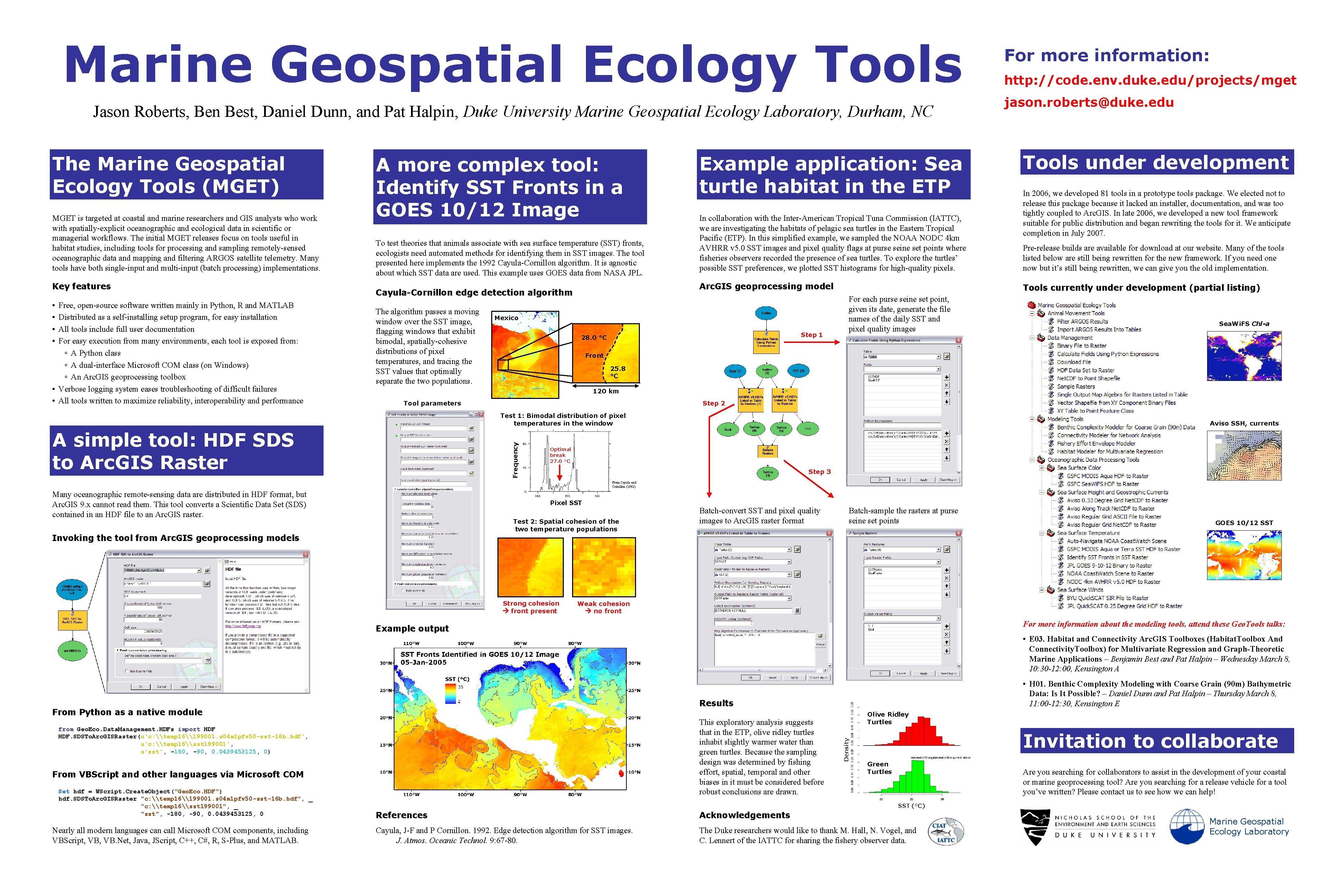 Marine Geospatial Ecology Tools Jason Roberts, Ben Best, Daniel Dunn, and Pat Halpin, Duke
