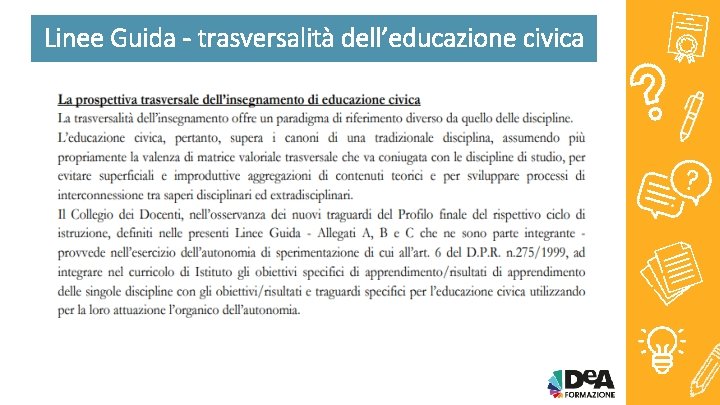 Linee Guida - trasversalità dell’educazione civica 