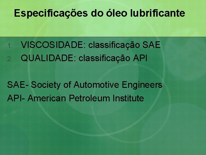 Sistema de Lubrificao dos Motores de Combusto Interna