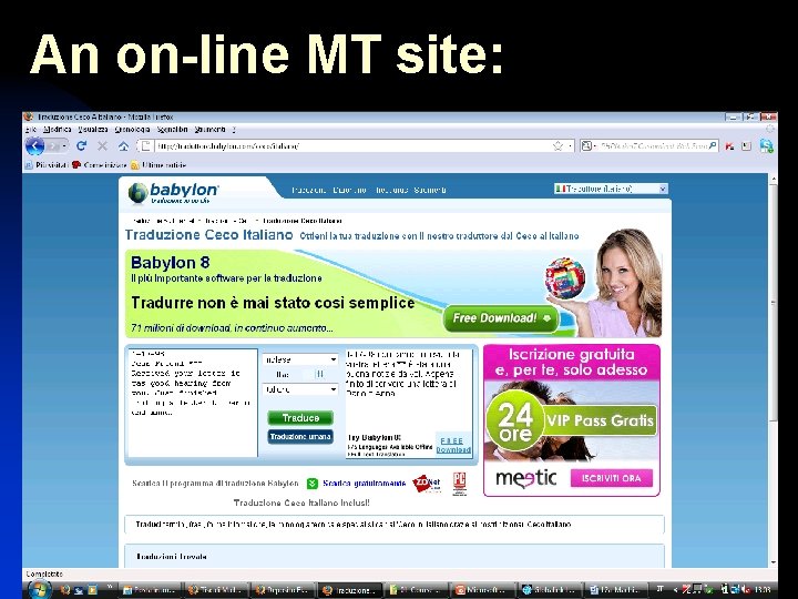 An on-line MT site: 18 