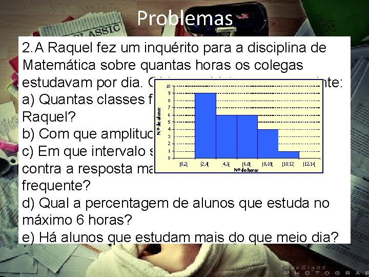 Problemas 2. A Raquel fez um inquérito para a disciplina de Matemática sobre quantas