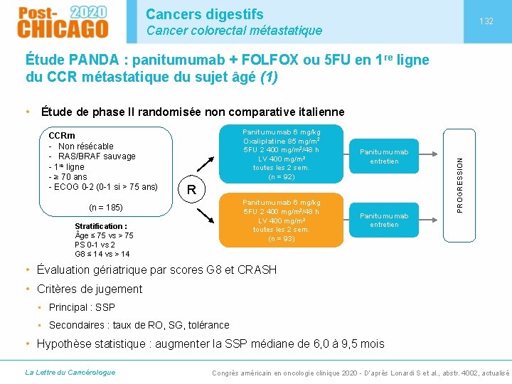 Cancers digestifs 132 Cancer colorectal métastatique Étude PANDA : panitumumab + FOLFOX ou 5