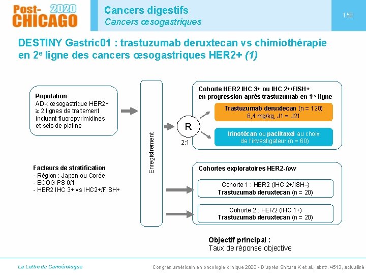 Cancers digestifs 150 Cancers œsogastriques DESTINY Gastric 01 : trastuzumab deruxtecan vs chimiothérapie en