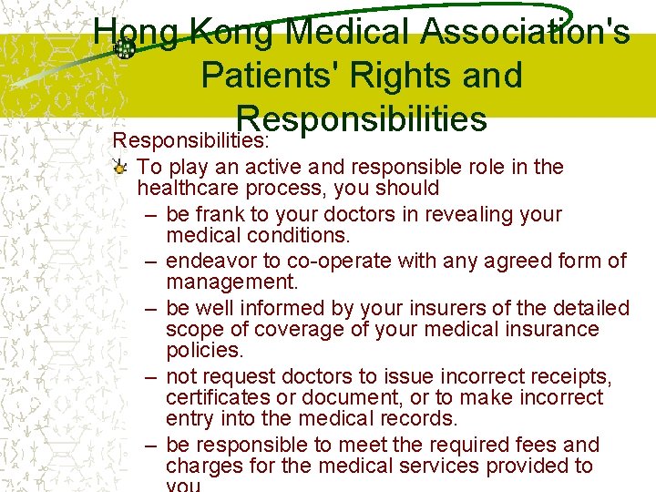 Hong Kong Medical Association's Patients' Rights and Responsibilities: To play an active and responsible