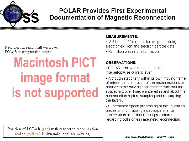 SS POLAR Provides First Experimental Documentation of Magnetic Reconnection region will wash over POLAR