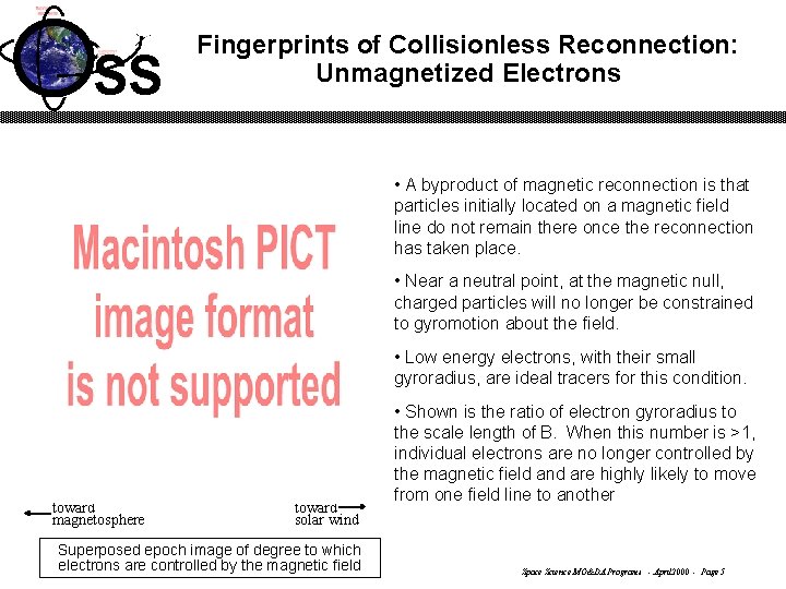 SS Fingerprints of Collisionless Reconnection: Unmagnetized Electrons • A byproduct of magnetic reconnection is