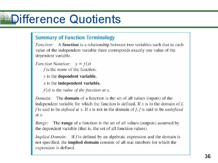 Difference Quotients 36 